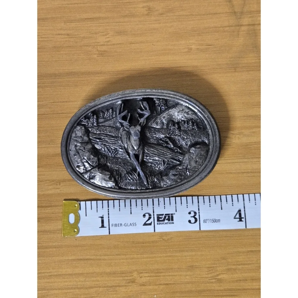 Vintage 1983 Bergamot Brass Works Belt Buckle With 3D Deer Design